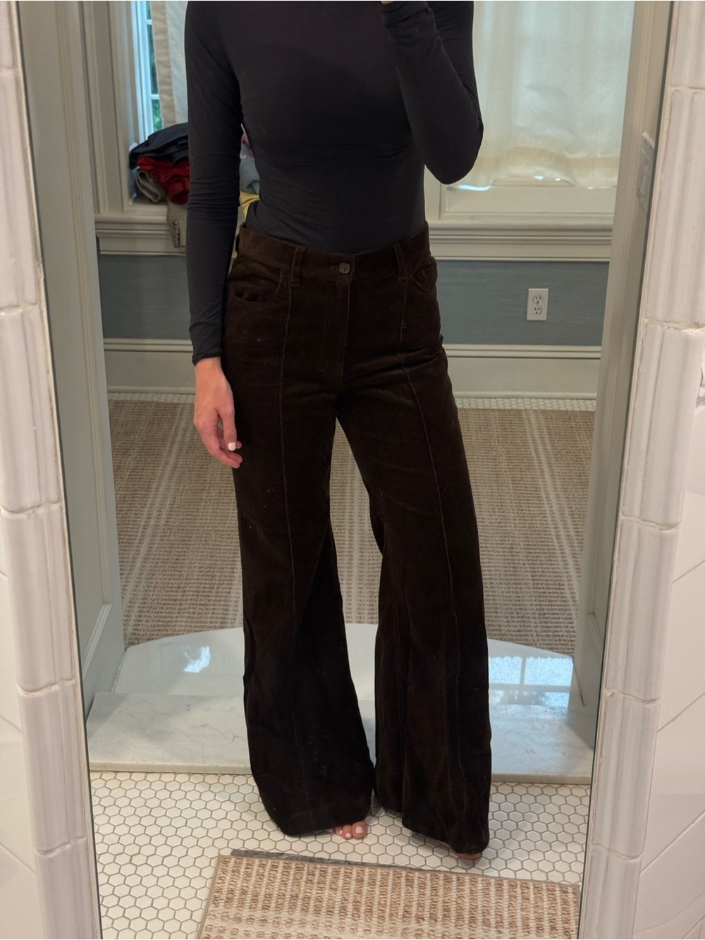 Ralph Lauren Wide-Leg Corduroy Pants in Deep Chocolate Brown - Picture 1 of 2